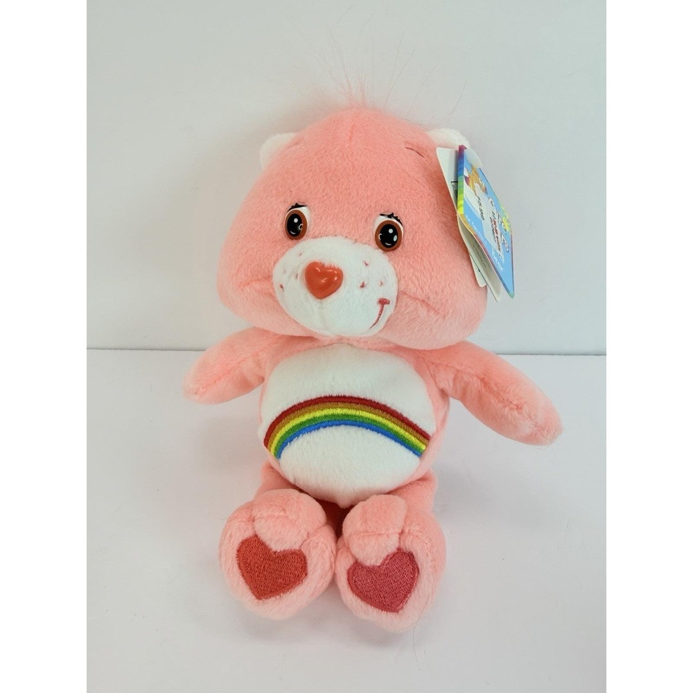Care Bears Cheer Bear Pink Rainbow 8" Plush Stuffed Animal Toy Vintage 2002